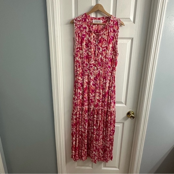 Walker & Wade Dress Maxi Pink Floral Boho Long Summer Casual Size Medium - Picture 3 of 6